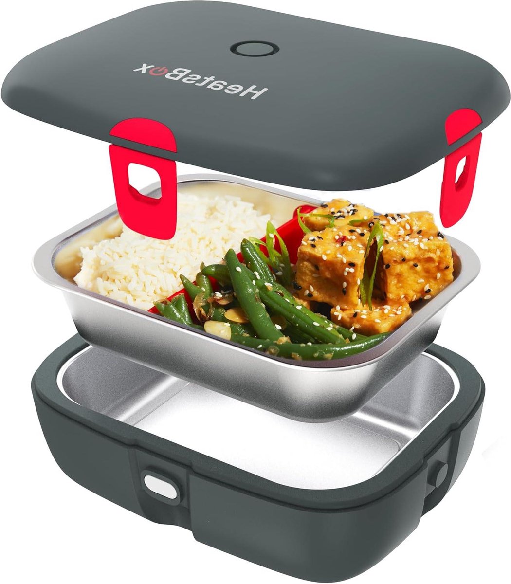 Elektrische Lunchbox - Warmhoudcontainer - Warme maaltijden - App bediening - 925 ml - Grijs