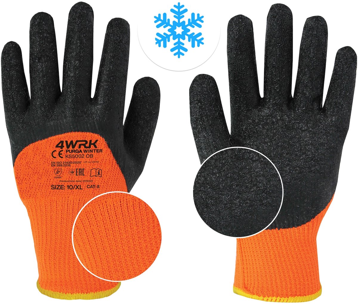 winter Werkhandschoenen-Veiligheidshandschoenen-Montagehandschoenen Purga -12 paar maat- 9/L