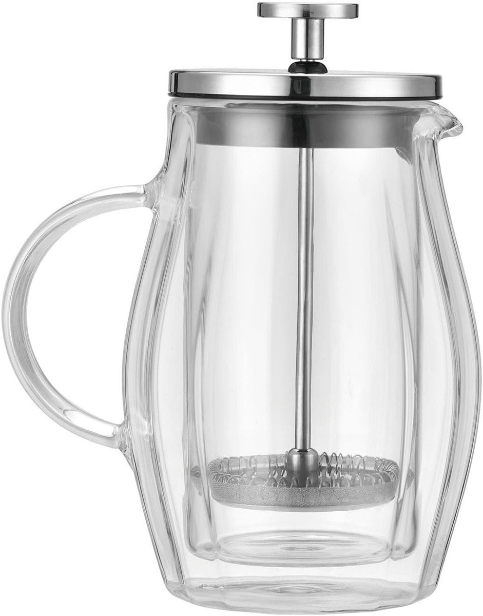Theemaker Koffiezetapparaat - French Press - Warme Dranken Bereiden - Dubbele Beglazing Isolatie - 035 Liter - Zilver