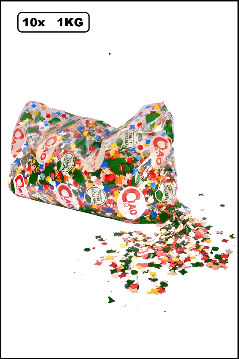 10x Confetti kantig bont 1 kg A-kwalitei- Carnaval thema feest festival confetti