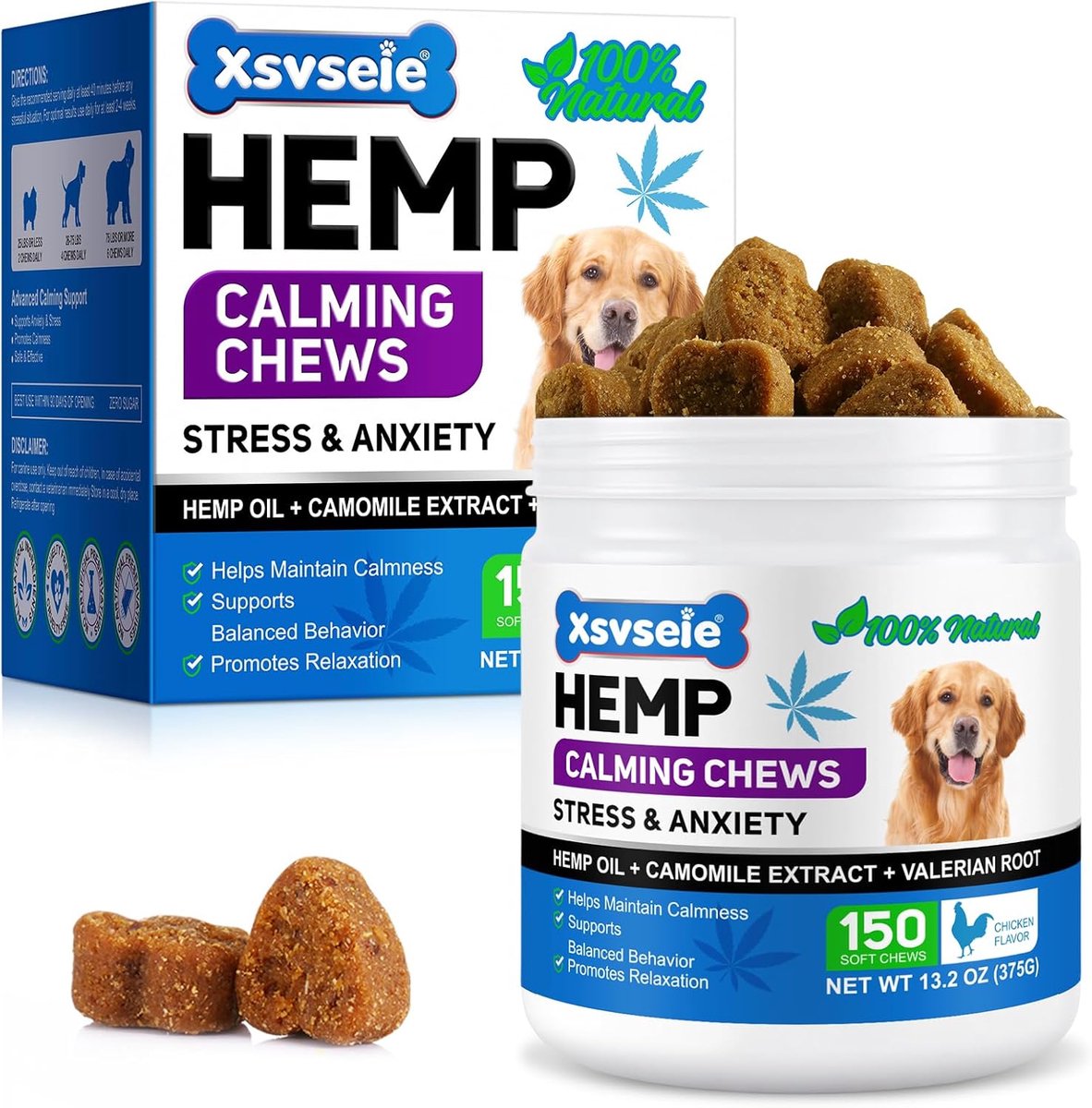 Kalmerende kauwsnacks voor honden, 150 stuks kalmerende snacks voor honden, kalmerende behandelingen voor honden - ShopVlot