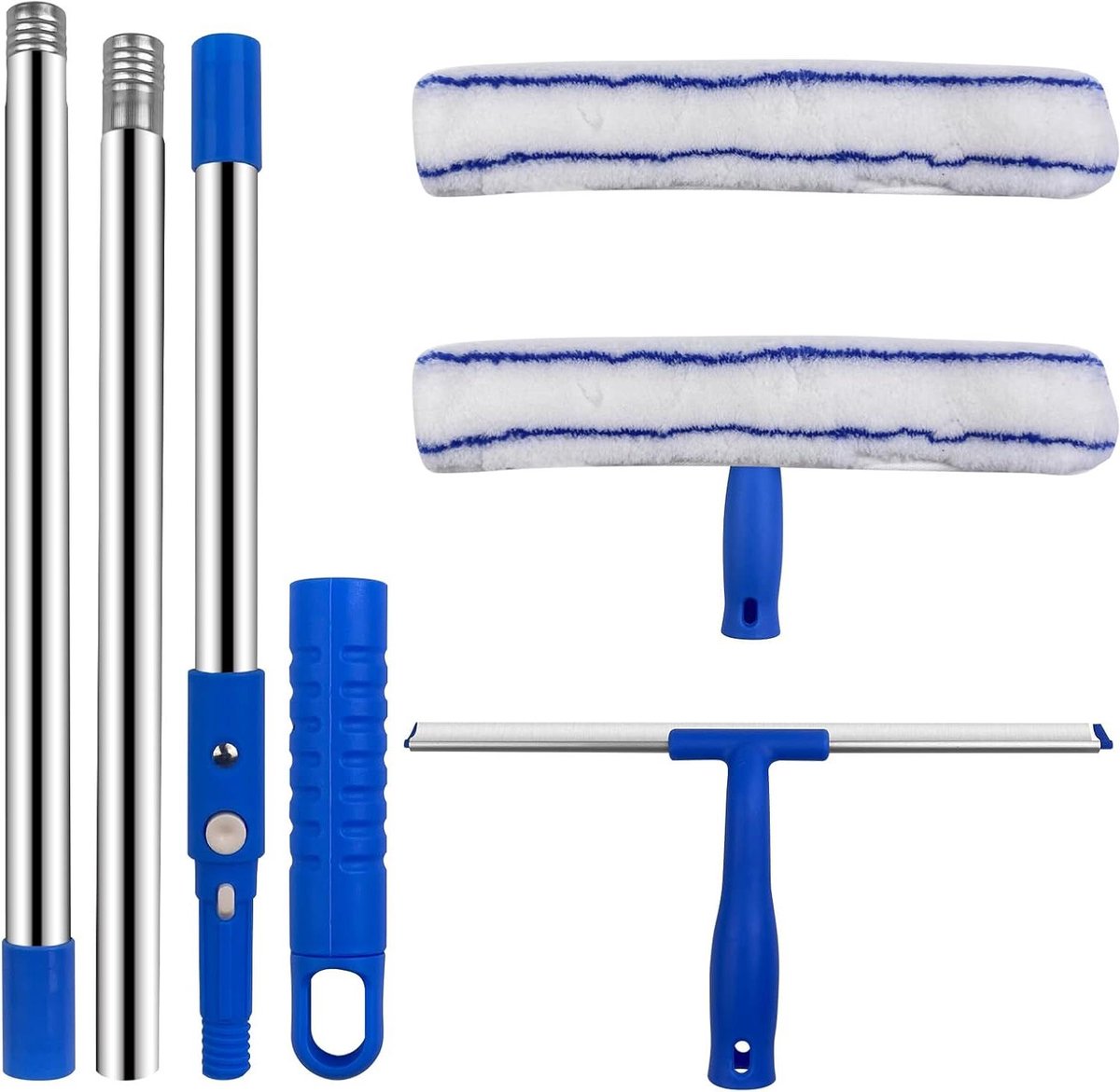 Ruitenwasser Set - Glasreiniger Trekker - Streeploos Schoonmaken - Uitschuifbare Steel - 120 cm - Grijs