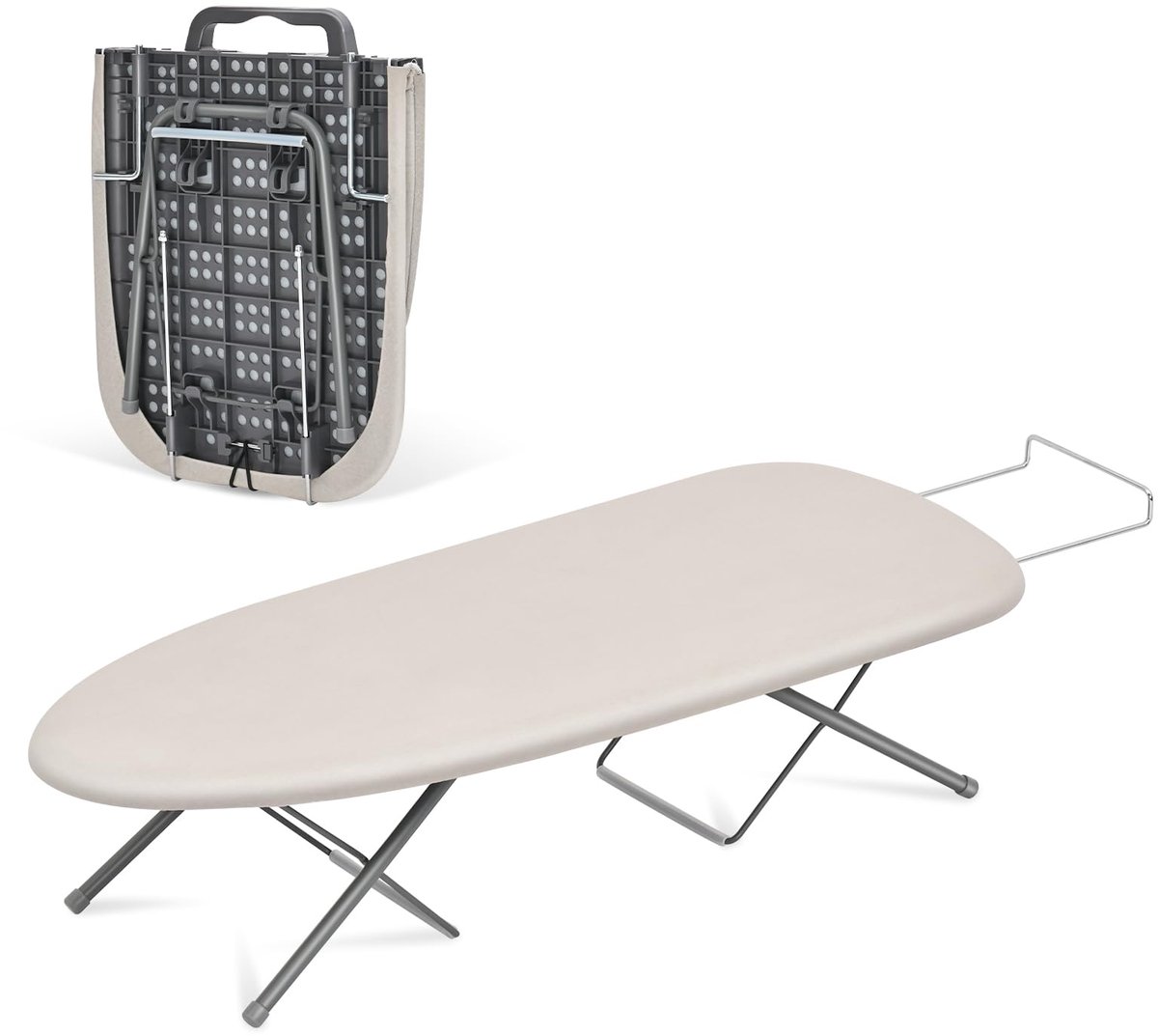 KINGRACK Opvouwbare strijkplank, tafelblad klein bord met ijzeren houder, draagbare mini-strijkplank met - ShopVlot