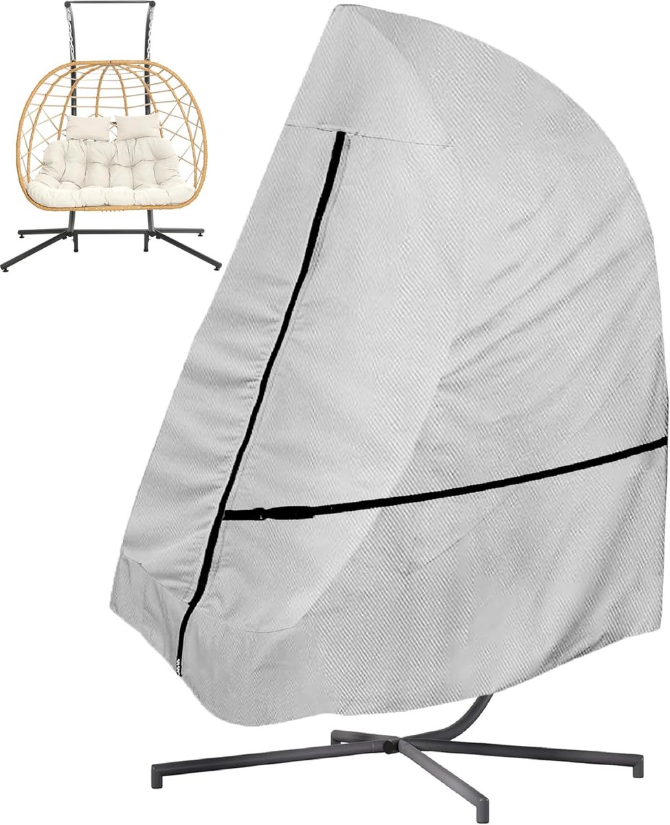 Dubbele eierstoelhoes, 600D Oxford eierstoelhoezen, waterdicht, zwaar belastbaar, tuinhoes voor eierstoelen met rits - ShopVlot