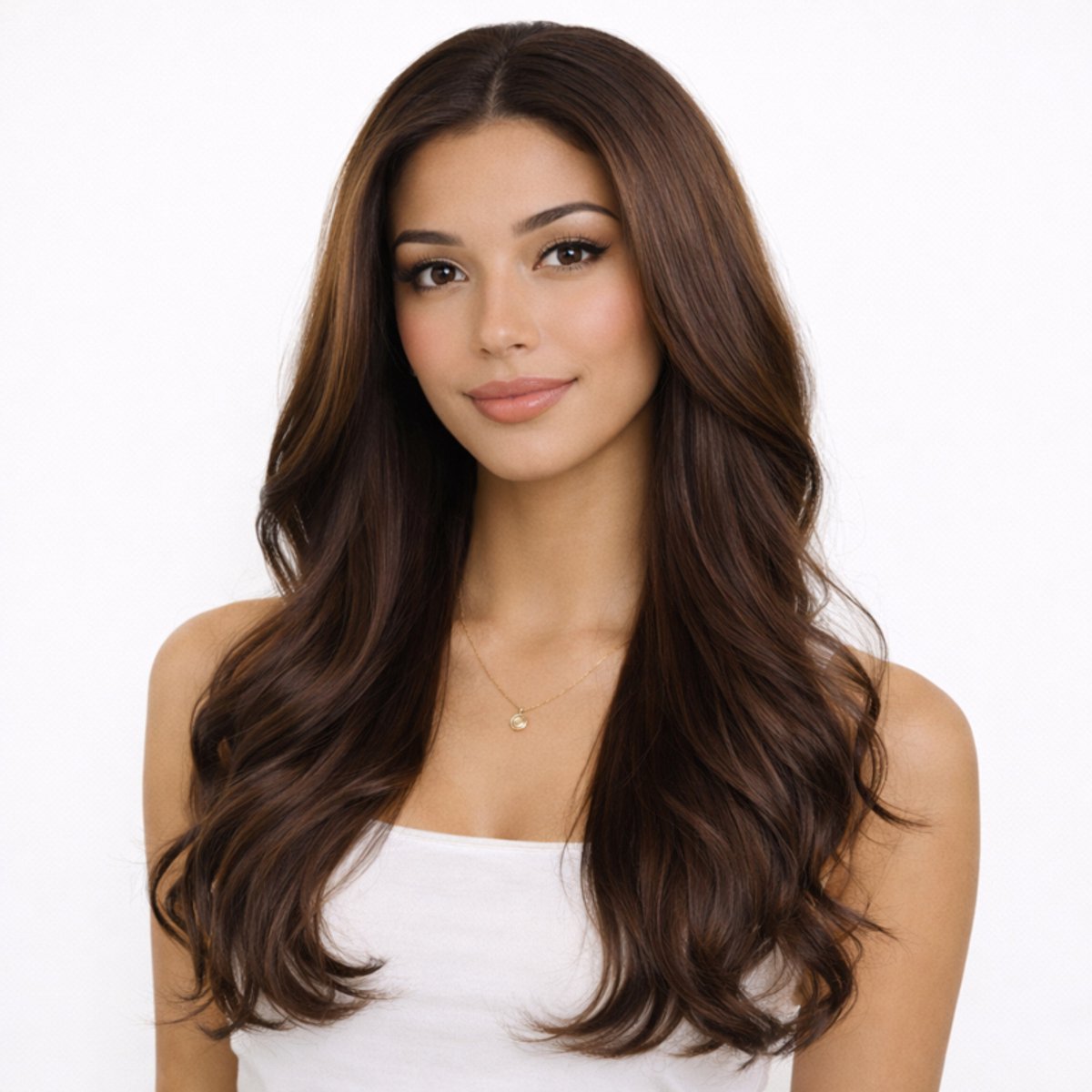 K&C Synthetische Lace Front Pruik - Lily (chocoladebruin)
