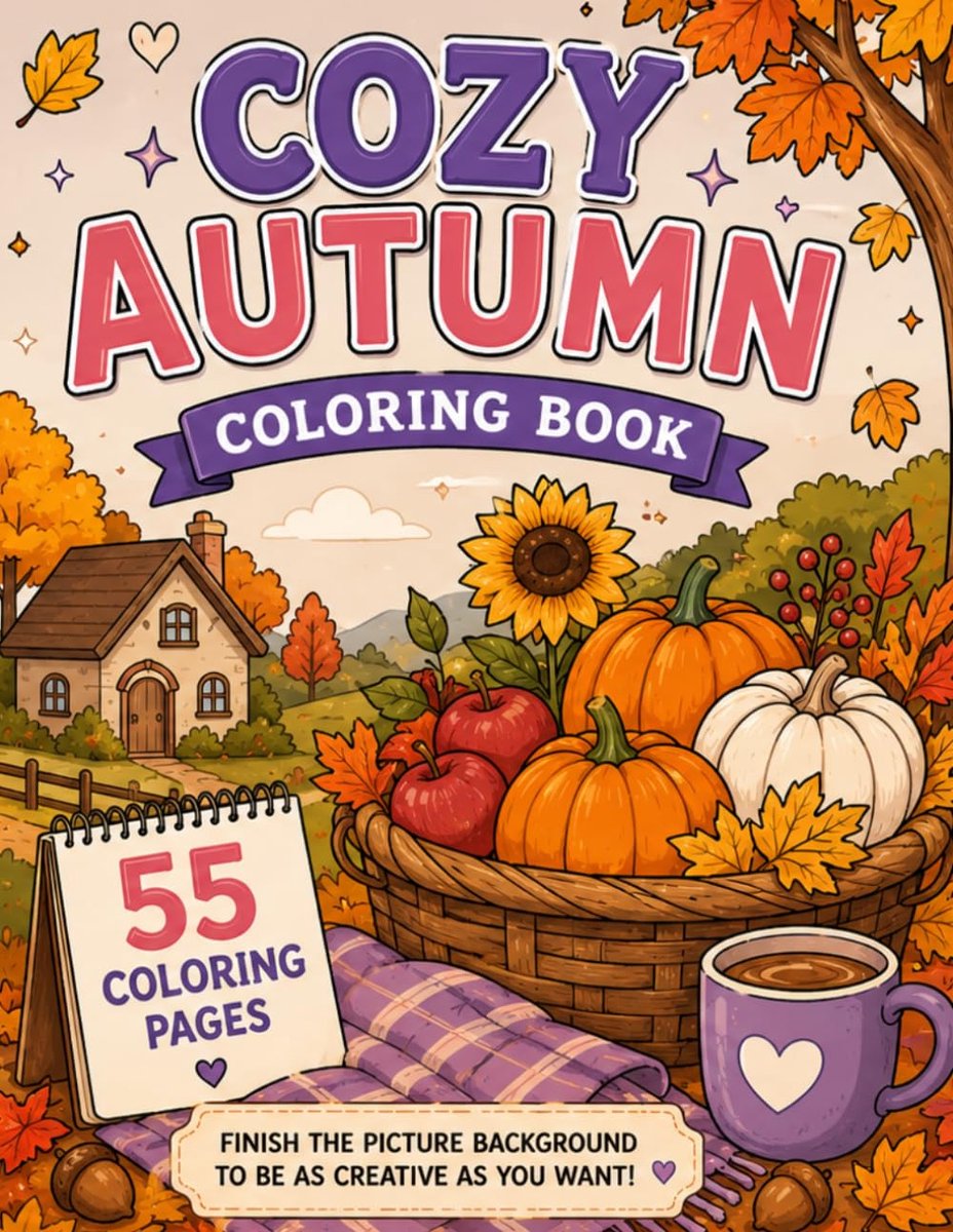 Cozy Autumn Coloring Book: 55 Cozy Fall Coloring Pages for Adults, Teens & Anyone Who Loves Autumn - ShopVlot