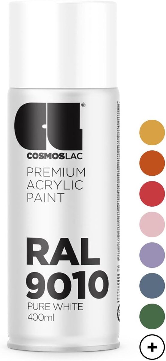 CL COSMOS LAC Spuitverf in wit, mat, acryllak in spuitbus voor doe-het-zelfprojecten, kunststof, metaal en meer (RAL - ShopVlot