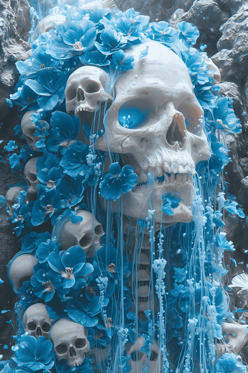 Skelet Poster - Blauwe Skelet - Punk - Abstracte Kunst - Wanddecoratie - posters - formaat 70x100cm - L2105MT