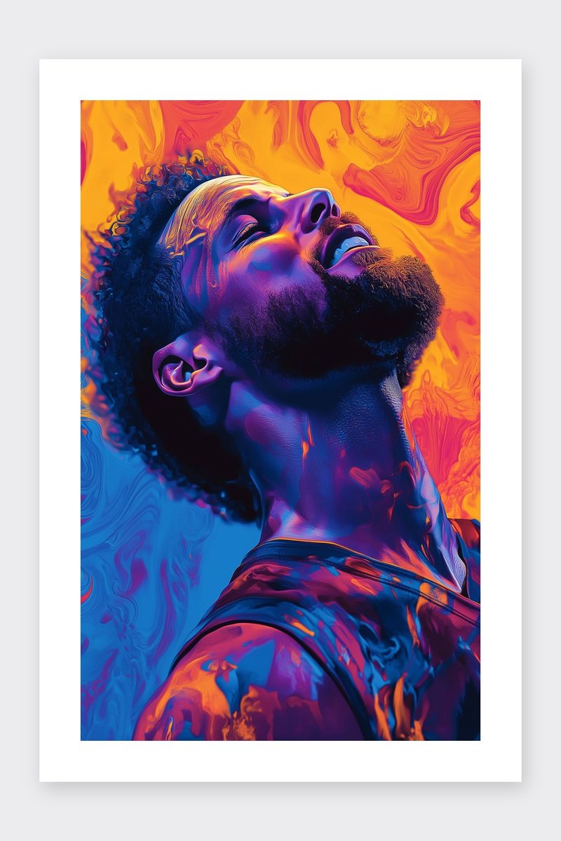 Stephen Curry Poster - Basketbal - Kunst - Sport - NBA - Golden State - Coole - posters - formaat 30x40cm - Wanddecoratie - BXS5053KMD - Met kader - passe-partouts stijl