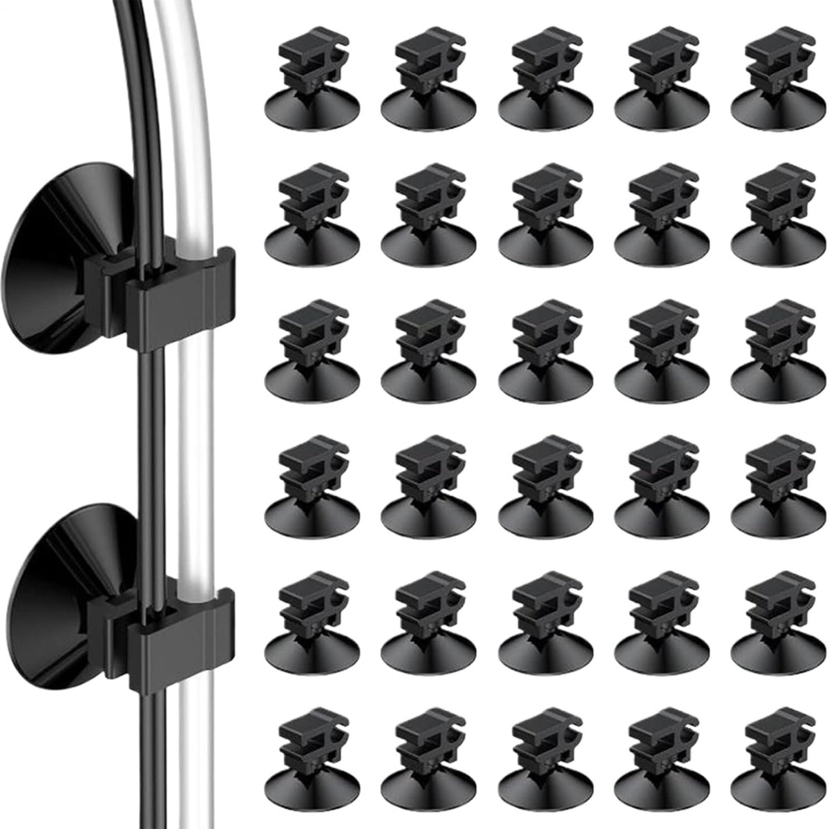 30 stuks- Zuignap voor aquarium- Aquarium zuignapclip - Zuignap Clips -Kunststof zuignappen -slanghouder voor aquarium-aquariumaccessoires- aquariumbenodigdheden-Geschikt voor verwarmingselementen, lampen en waterleidingen-Zwart