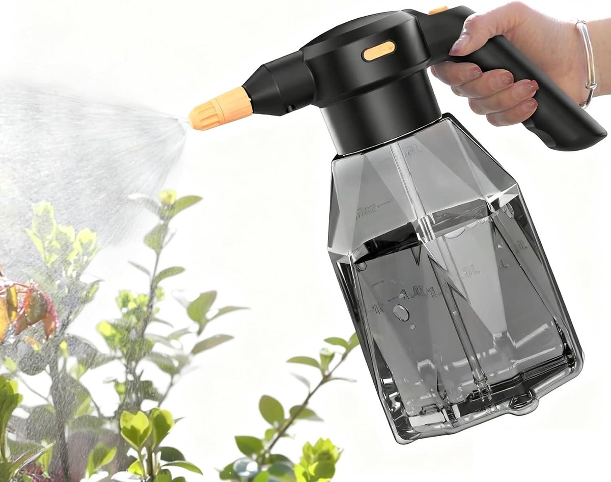 KZQ elektrische autospuit met schuimsproeier - 2 liter automatische gieter - Oplaadbare schuimsproeier - Met verstelbare sproeikop - Geschikt voor tuinieren, bemesten, schoonmaken en andere besproeiing van planten.