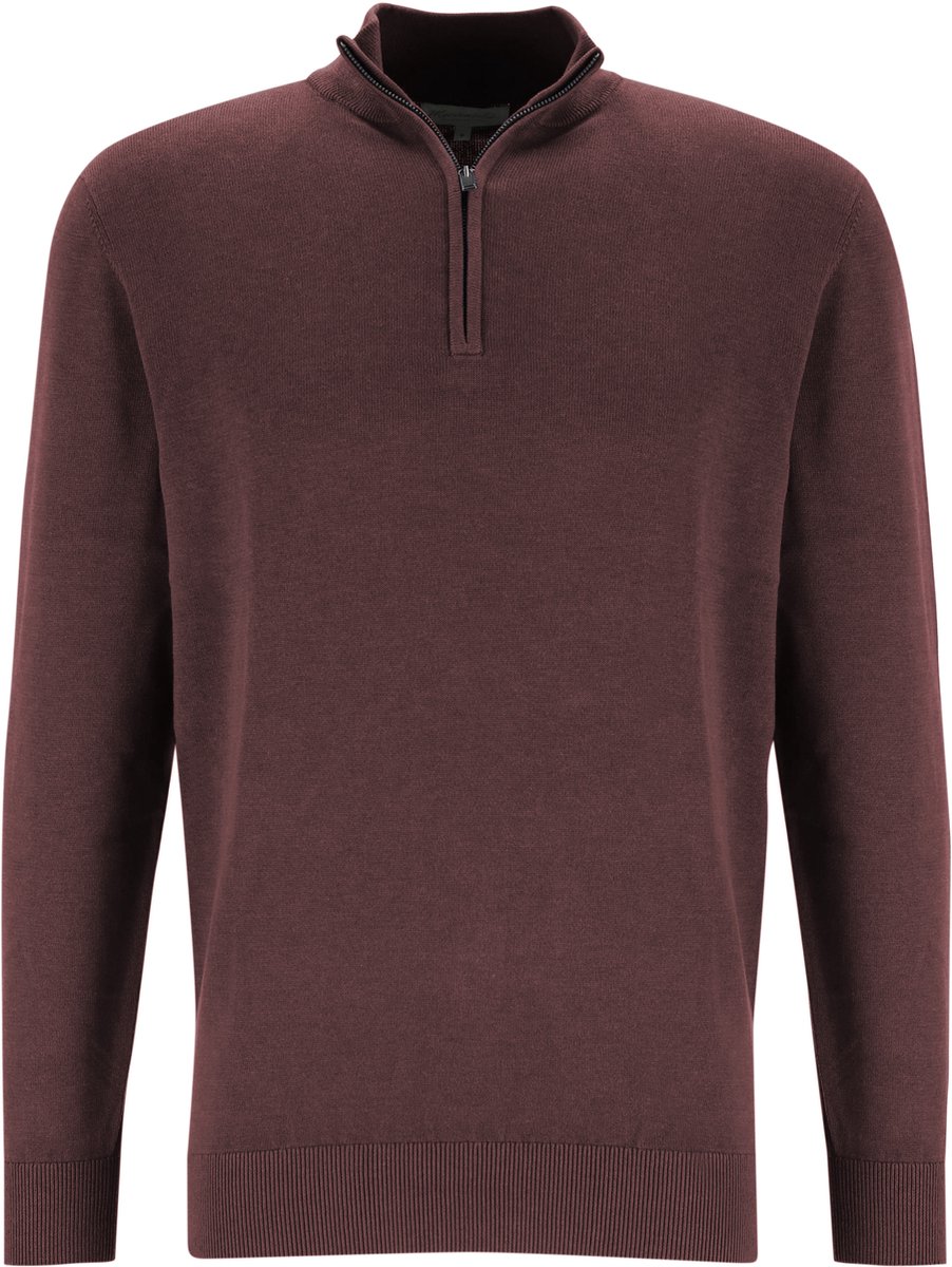 Michaelis heren trui katoenmengsel - slim fit trui met korte rits - paars