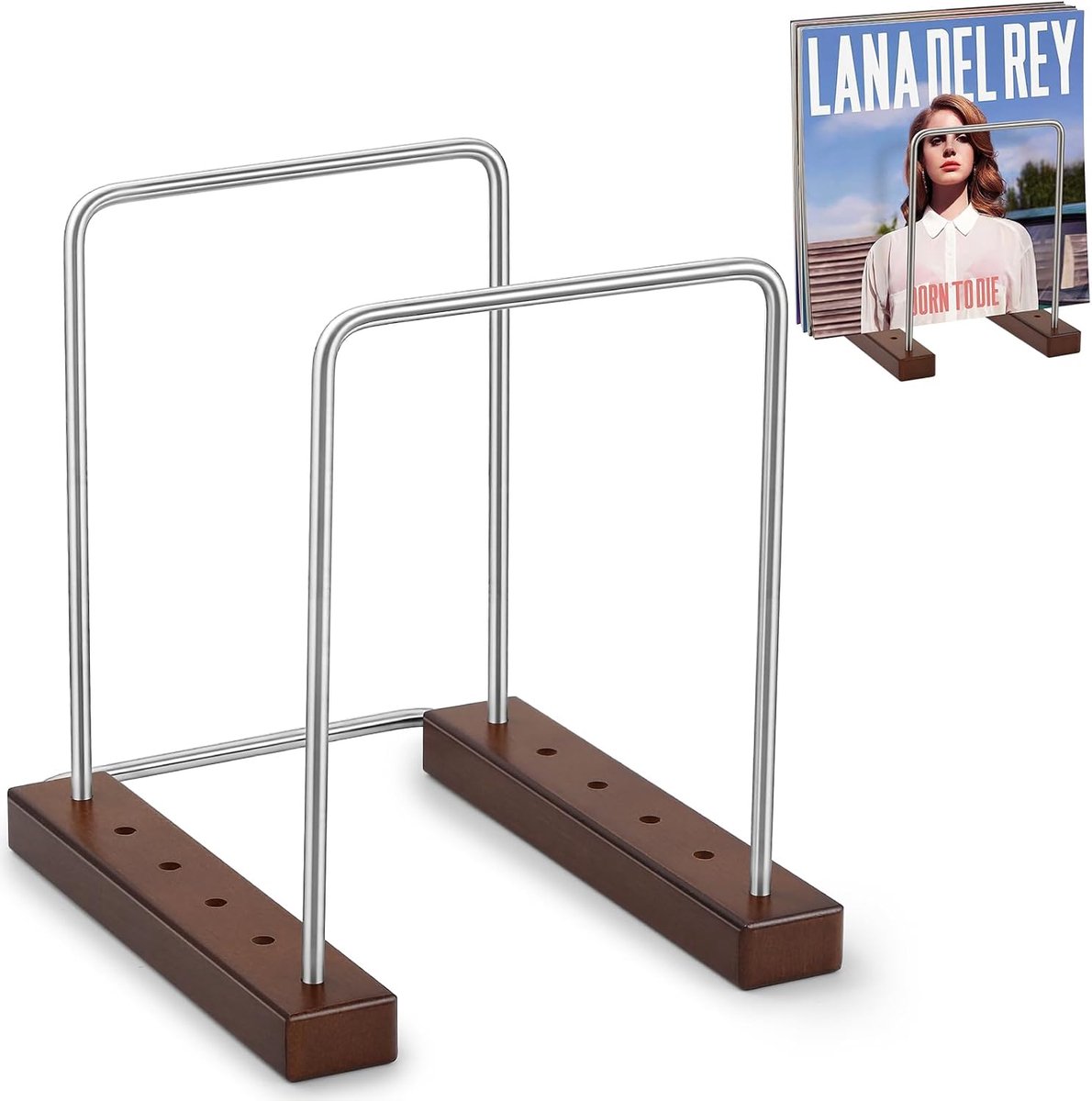KZQ Platenrek vinyl - Solid houten opbergrek voor 35 LP's, album standaard & tijdschriftenhouder - Cadeau voor muziekliefhebbers