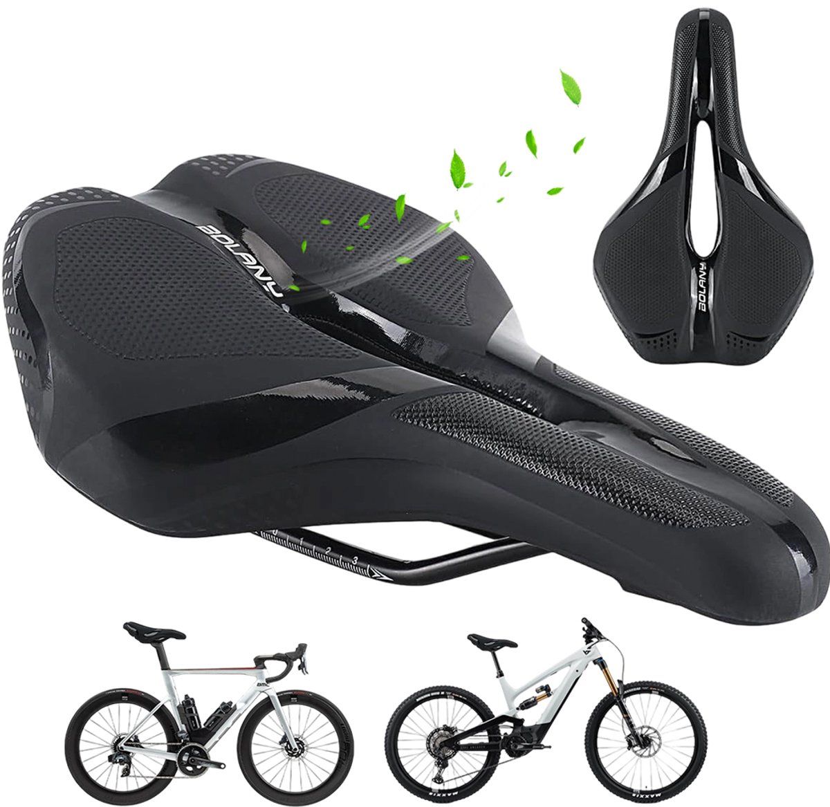 Fietszadel - Universeel Fietszadel - Memory Foam Gel - Centrale Ventilatieopening - Waterafstotend en Antislip - Lichtgewicht 250 × 155 mm Ontwerp - Voor Mountainbike, Racefiets, Stadsfiets en Toerfiets