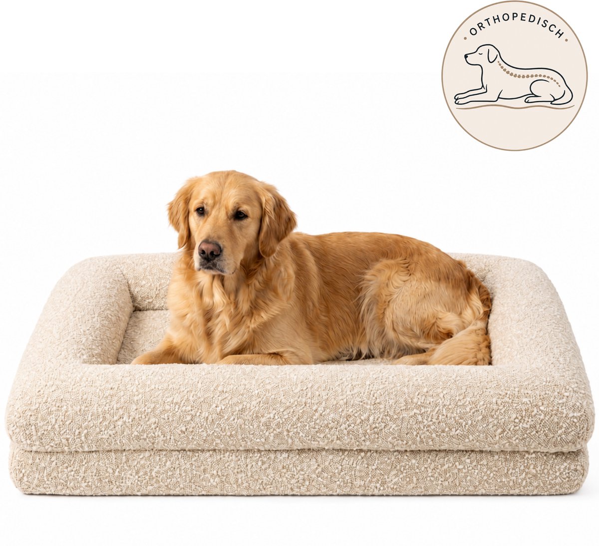 Behave Orthopedische Hondenmand - Memory Foam - Bouclé Beige - L 115x90cm