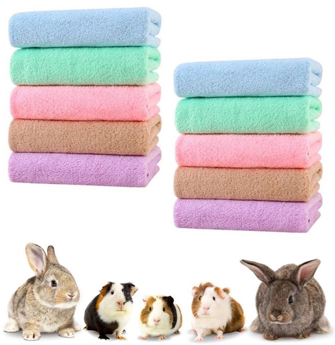KZQ 10 Stuks Fleece kooimatten voor knaagdieren en konijnen – Antislip kooimatten – Zachte en comfortabele bodembedekking – Wasbaar – 75 X 35cm - Verkrijgbaar in meerdere kleuren