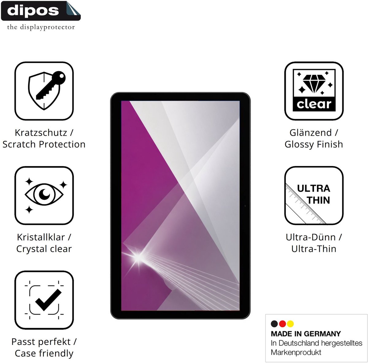 dipos – 2x Beschermfolie geschikt voor Zebra KC50 15 Inch | Krasbestendige & heldere Screenprotector Ultra-Thin