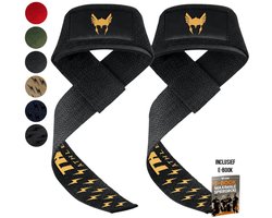 Thor Athletics Lifting Straps - Extra Grip - Krachttraining Accessoires - Powerlifting Straps - Deadlift Straps - Zwart met Goud - Inclusief E-Book - One Size