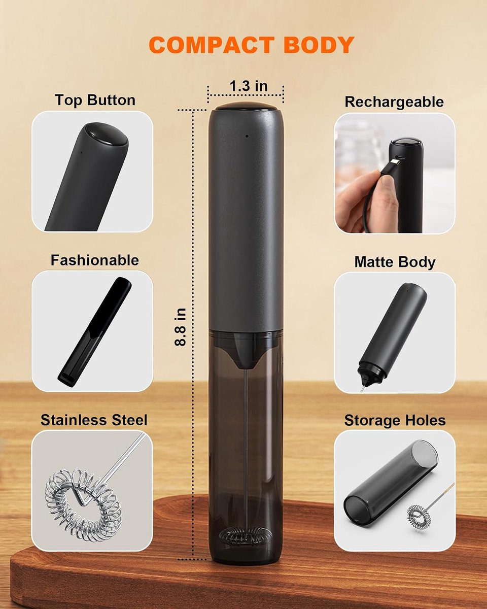 Hand-Melkopschuimer - Elektrische Mixer - Elektrische Melkopschuimer - Mengkop met Dubbele Spoel - Drankgarde - Oplaadbare - Opbergdoos - Voor Latte, Cappuccino, Matcha, Warme Chocolademelk en Eieren — cadeau in Kookcadeaus - foto 2