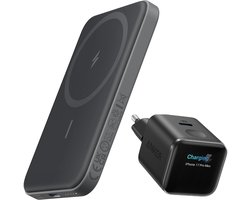 Anker MagGo 5000mAh Magnetische Powerbank + Nano 45W USB-C snellader met Smart Display｜Ultralicht & Compact｜Smart Display｜Altijd en Overal Opladen