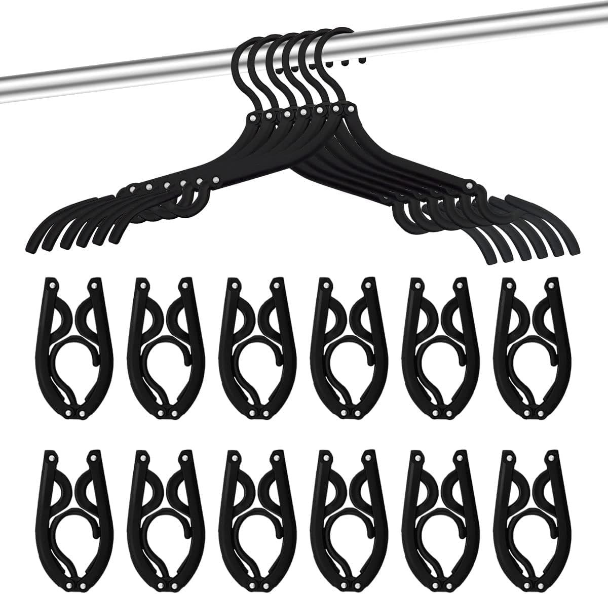 12 stuks opvouwbare kleerhangers voor reizen zwart