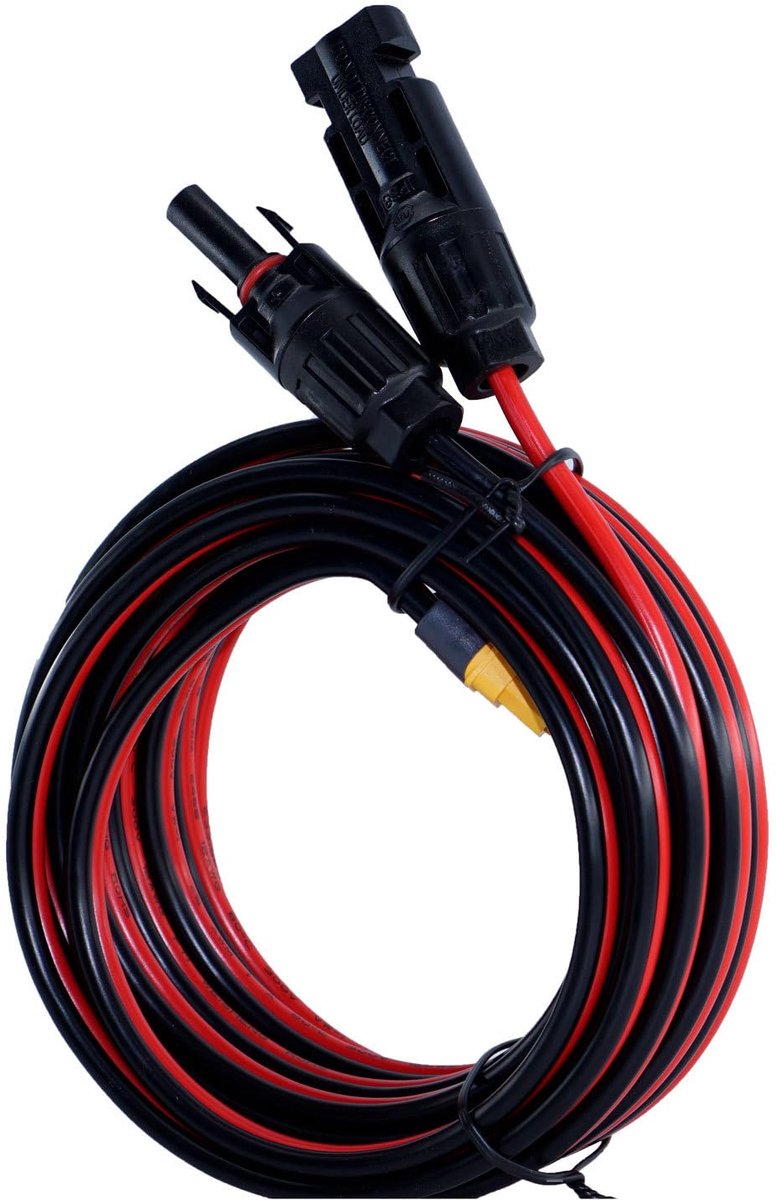 Naar XT60 zonnekabel, 5 m, iHaospace XT60-kabel, 12 AWG, compatibel met Bluetti Eb55 powerstation Ecoflow Delta Pro, River mini-zonne-generator met zonnepaneel