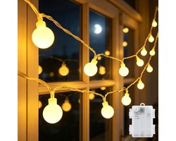 Cshare Lichtsnoer voor buiten, 6 m, 40 leds, op batterijen, met timer, IP65 waterdicht, voor tuin, camping, Kerstmis, binnen- en buitendecoraties, warmwit