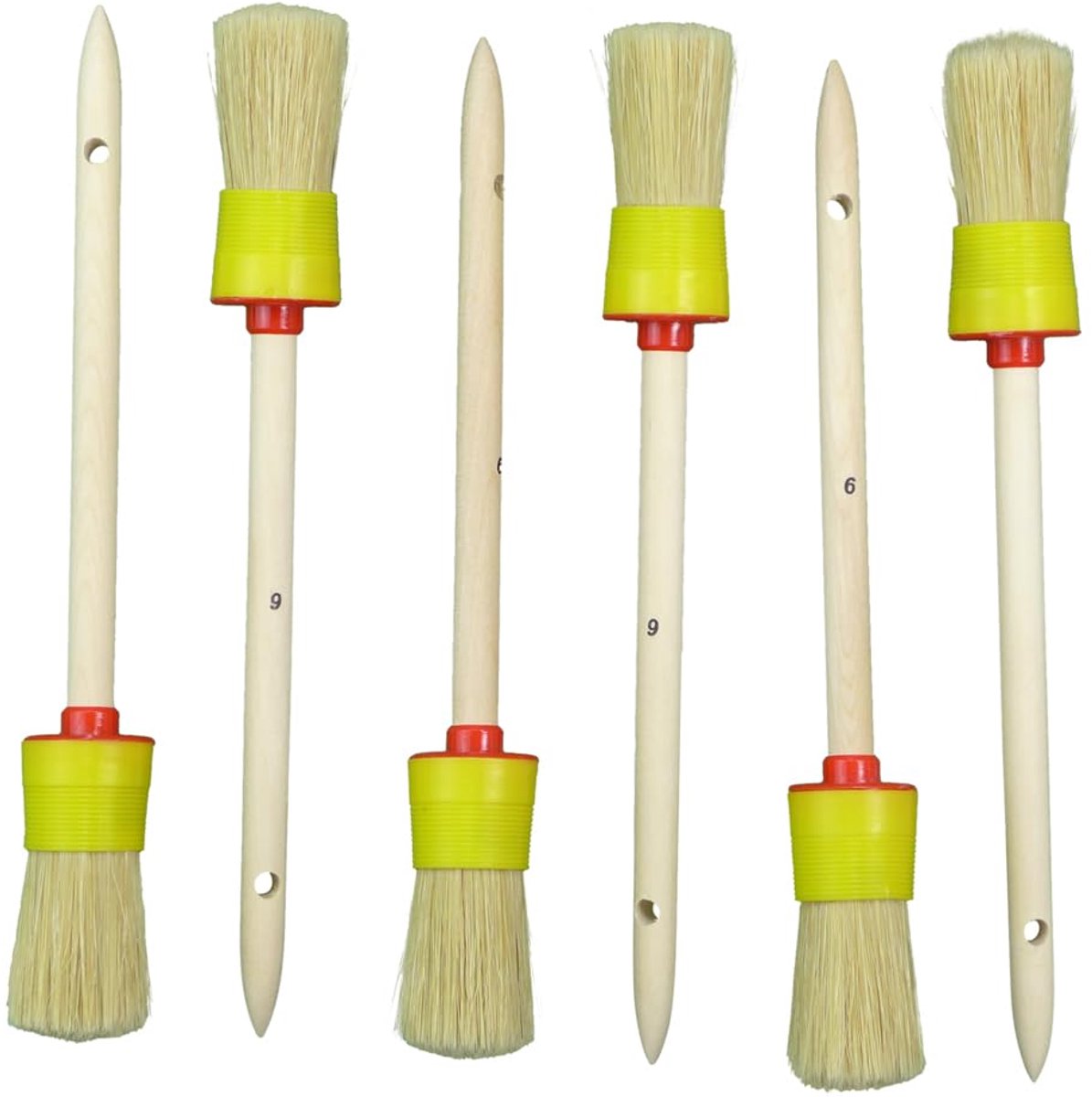 -93123 6 stuks ringborstel Ø 30 mm maat 6 ambachtsman kwaliteit ronde kwast lakkwast lichte borstel