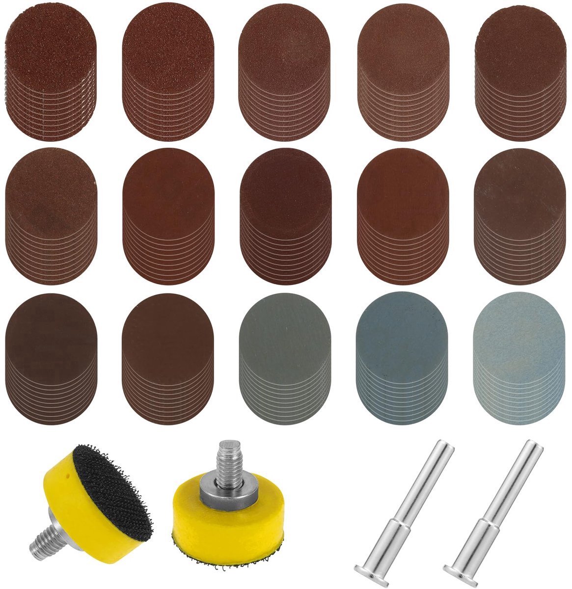 Schuurpapier set - 305 stuks schuurschijven - 25 mm - Klittenband Rond - korrelgrootte 80-5000 - polijstopzetstuk - accuschroevendraaier voor hout, metaal - Voor nat en droog gebruik