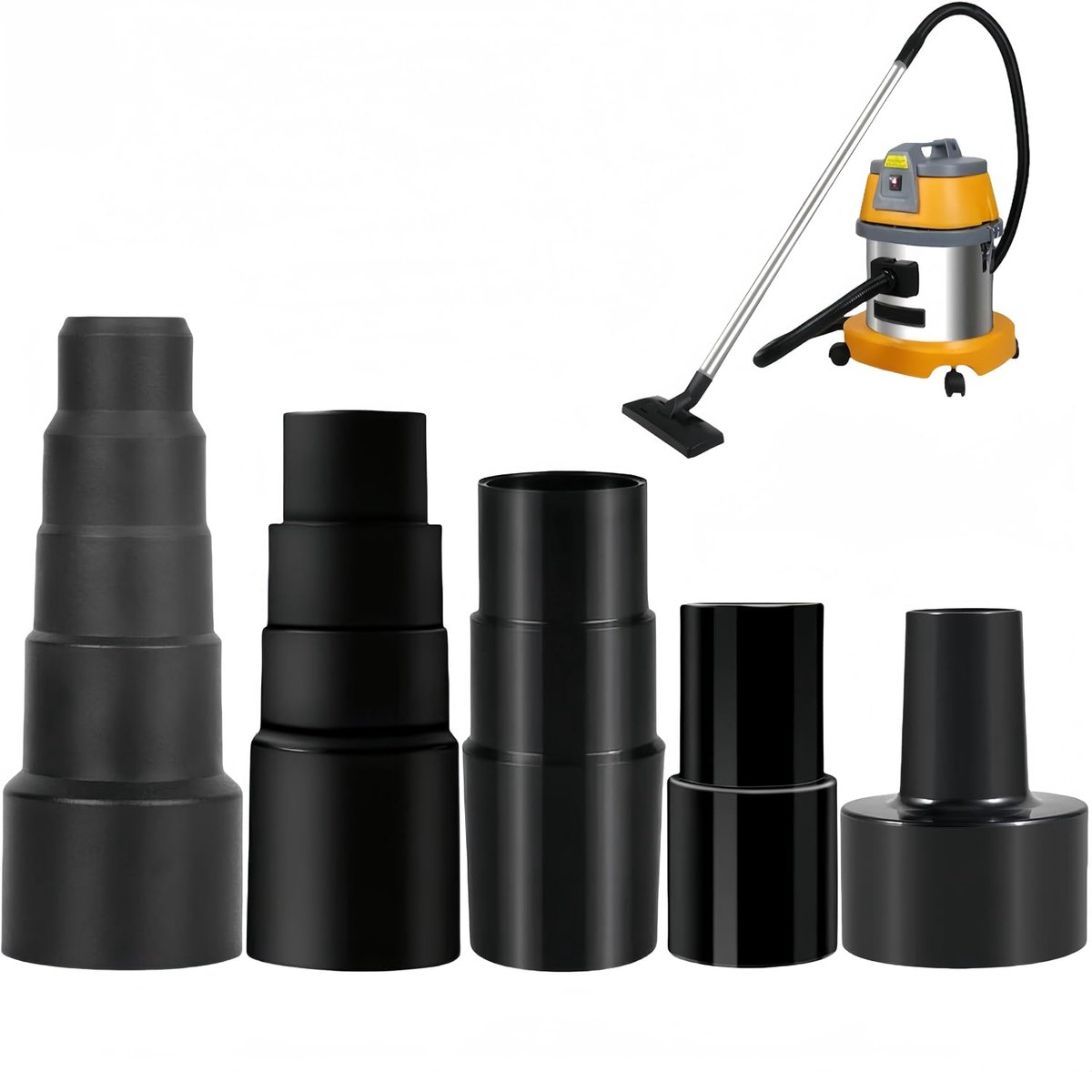 5 stuks stofzuigeradapter slang 3 lagen universeel 4 lagen zuigslang adapter 32-naar-35-aansluiting luidsprekeradapter - zwart