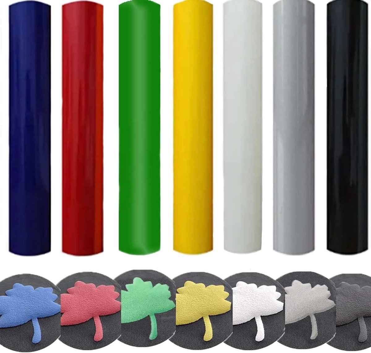 Vinyl Warmteoverdracht, 3D Puff Heat Transfer Vinyl Bundel Vellen Opstrijkbaar, Schuimende Warmteoverdracht Puffy HTV Vinyl voor T-shirts DIY, 7 Verschillende Kleuren Maat 30X25cm