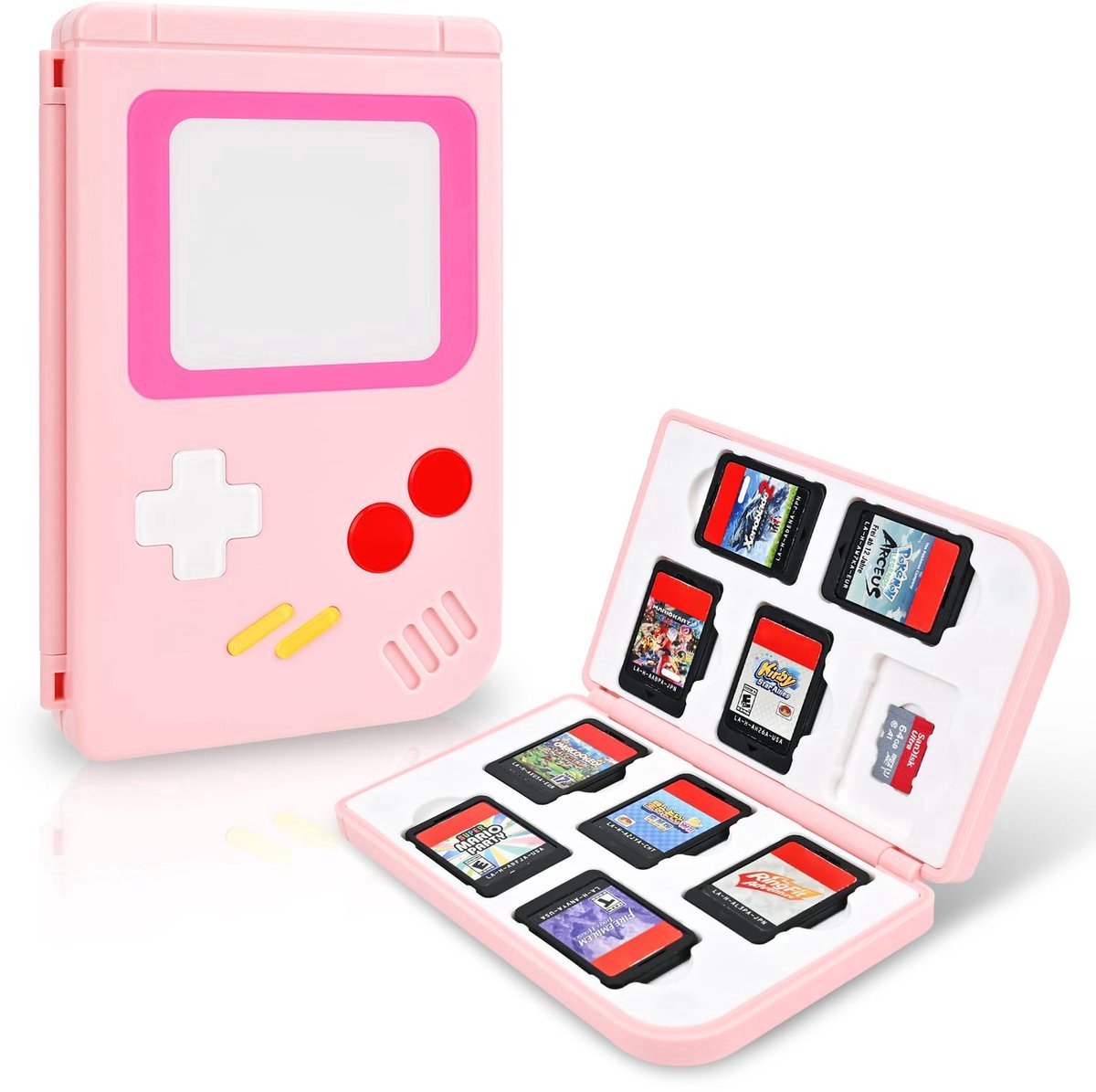 Game Card Case - Geschikt voor Nintendo Switch Game Card - Switch Games-opslag - Retro-ontwerp - Game Card Houder - Opbergdoos - met 10 Game Card- en 10 Micro SD-kaartsleuven -Roze - geschikt voor nintendo switch accessoires