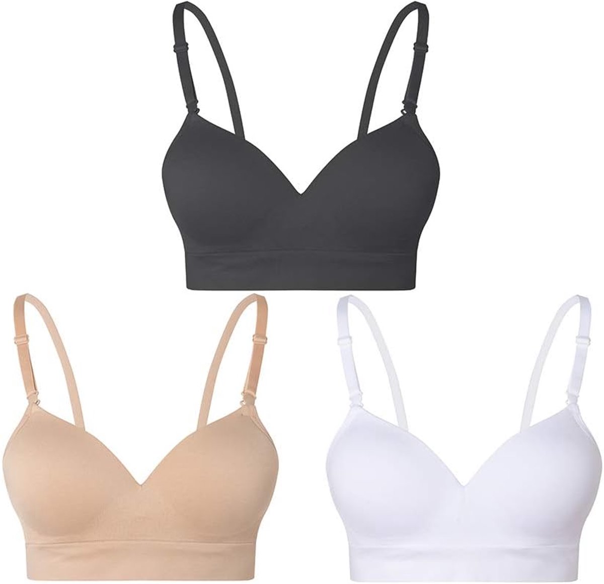 Naadloze bh's voor vrouwen Draadloze gewatteerde bh's, Zwart, wit, beige, XXL