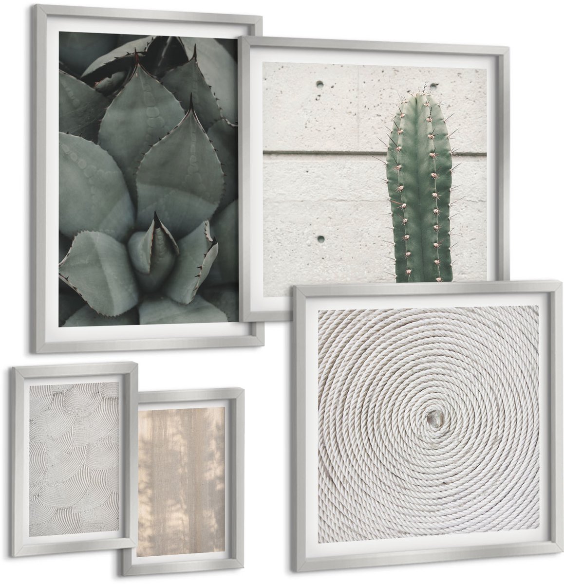 Coloray 5-Delige Schilderij Set - Natuurlijke Texturen: Hout, Stenen, Touw - 20 x 30 cm - Muurdecoratie - Decoratieve Schilderijen - Wohnzimmer - Moderne Wanddecoratie