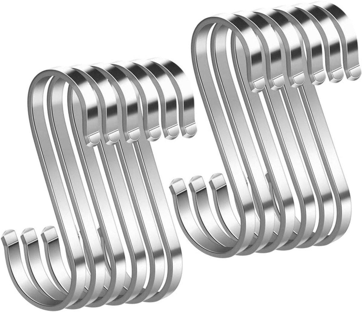 Haken 12 Pack RVS S-vormige Haken Heavy Duty Metalen Haken Badkamer, Slaapkamer, Kantoor, Keuken, Winkel