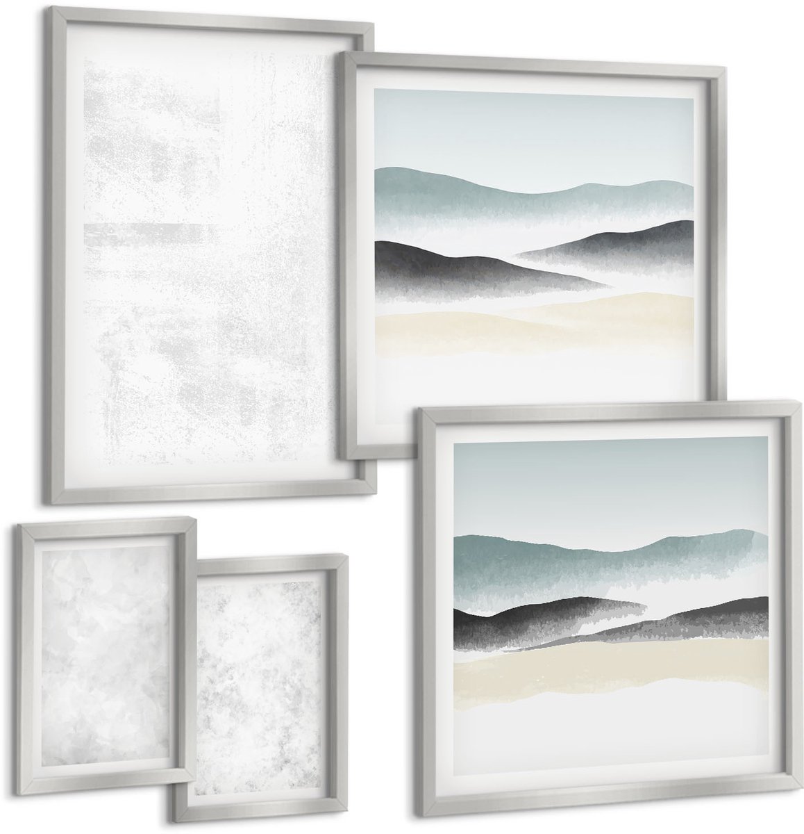 Coloray 5-Delige Schilderij Set - Abstracte Landschapsvormen Uit De Natuur En Geometrie - 20 x 30 cm - Muurdecoratie - Wanddecoratie - Hal - Woonkamer Decoratie
