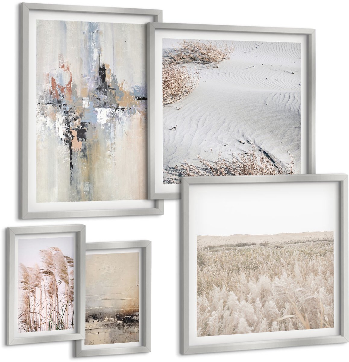 Coloray 5-Delige Schilderij Set - Zomerse Pastelkleuren Met Architectuur Aan Zee En Strand - 20 x 30 cm - Muurdecoratie - Wanddecoratie - Slaapkamer - Moderne Wanddecoratie