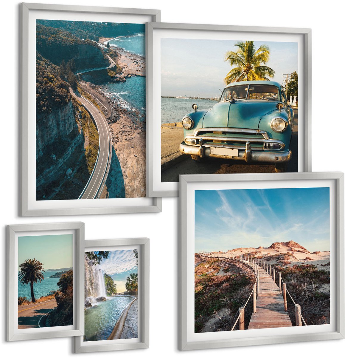 Coloray 5-Delige Schilderij Set - Bamboebos, Mount Fuji, Torii-Pad, Landschappen Van Japan - 20 x 30 cm - Decoratieve Schilderijen - Woonkamer - Interieur - Stijlvolle Muurdecoratie