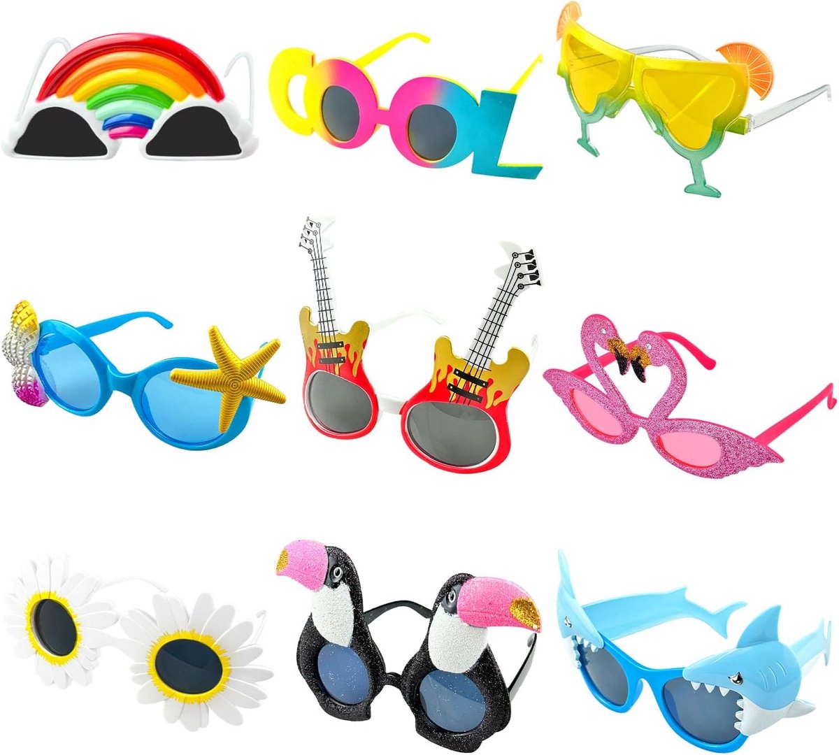 9 stuks kostuumbril, feestbril, verjaardag, bril voor dames, bril, verjaardag, volwassenen, festival, geschikt voor volwassenen en kinderen, strand, zwembad, festivals, foto-accessoires