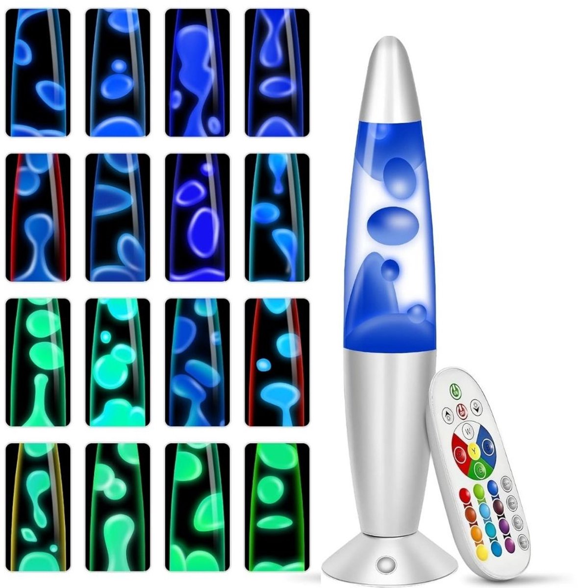 Zolvano® Lavalamp voor Kinderen - Plasmalamp Volwassenen - Sfeerlicht-Zilver blauw