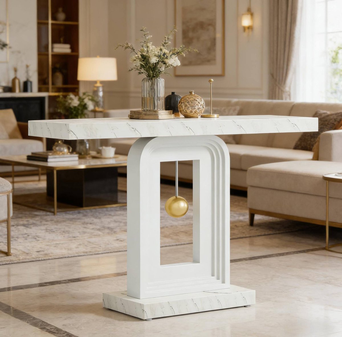 MODFU - Sidetable - Modern - Wit - Marmerlook - MDF