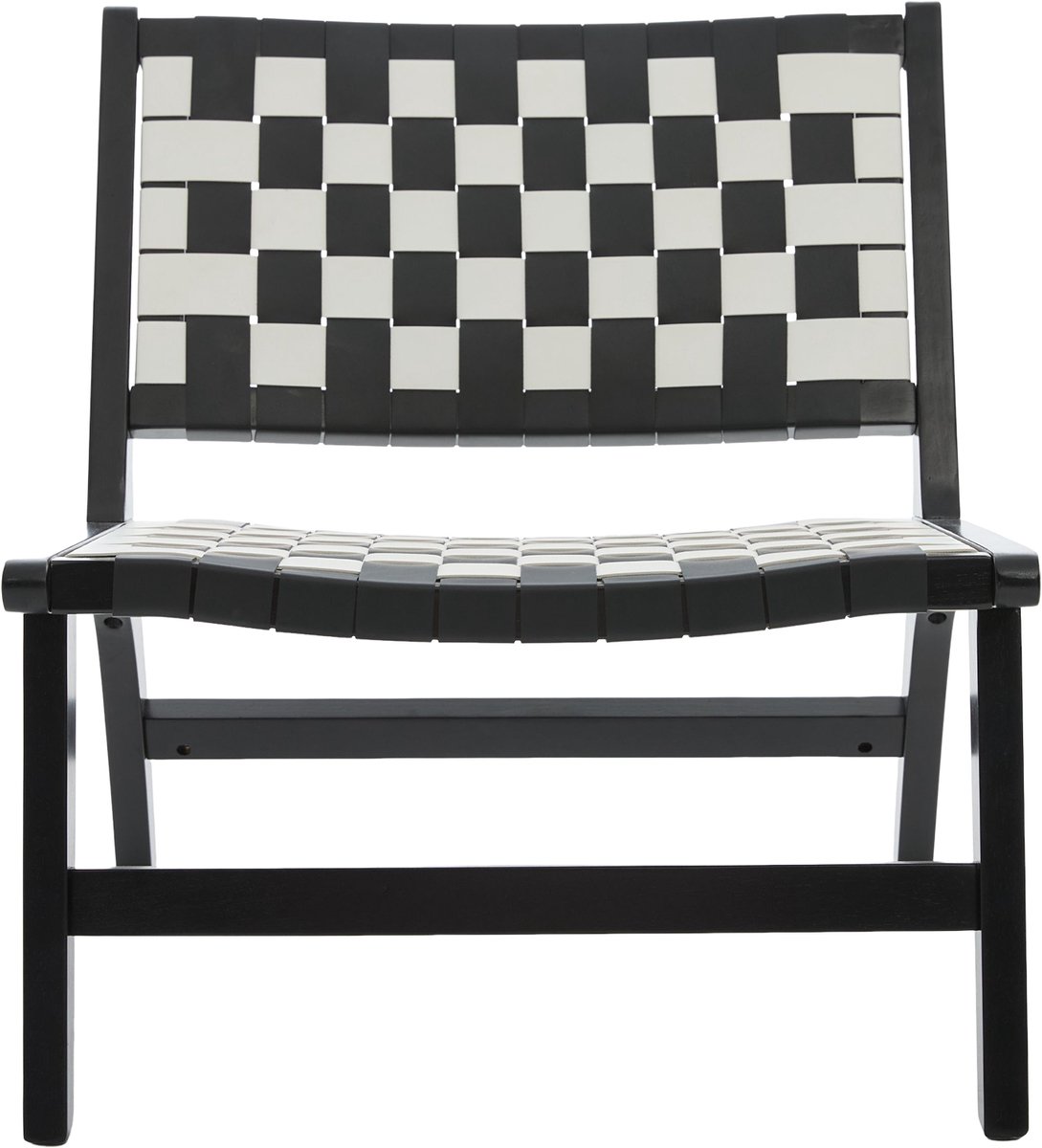 Apart verpakte stoel in moderne stijl met gevlochten oppervlak, vrijetijdsstoel in ruitpatroon, met houten frame, geschikt voor zowel binnen- als buitengebruik (black)