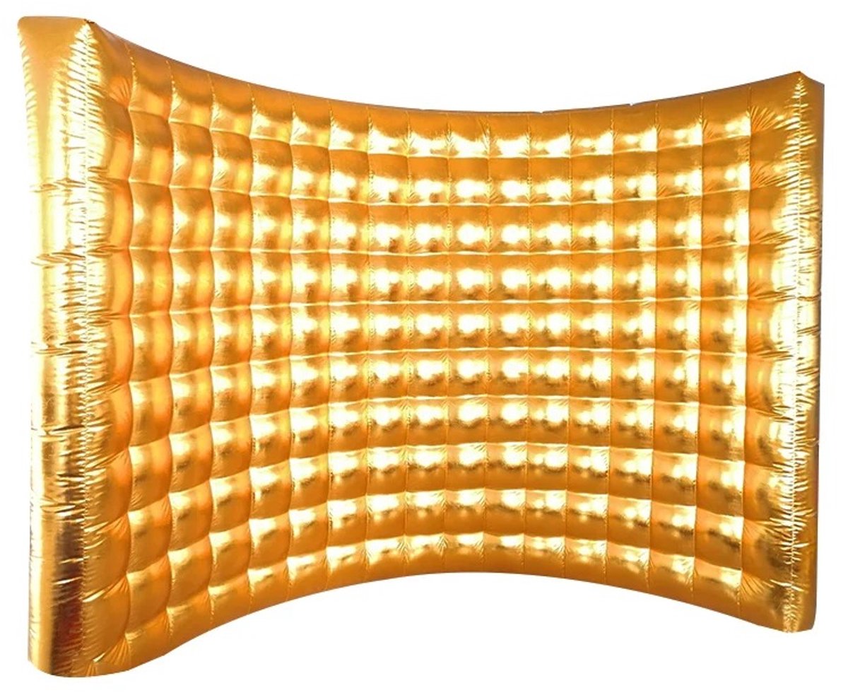 DeltaMerch Photobooth wand Opblaasbaar - Fotowand - Incl blower, draagtas en reparatieset - Oxford-doek - 300 x 240 cm - Goud