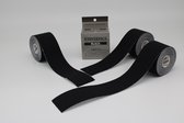 Triple pack Skinestics Sport tape – Fysio tape – Kleur Zwart – nu 20% langer, 600 cm lang bij 5 cm breed, 170% rekbaar gelijk aan menselijke huid, standaard voorzien van extra sterke lijm, katoen, voor het hele lichaam, spier ondersteuning