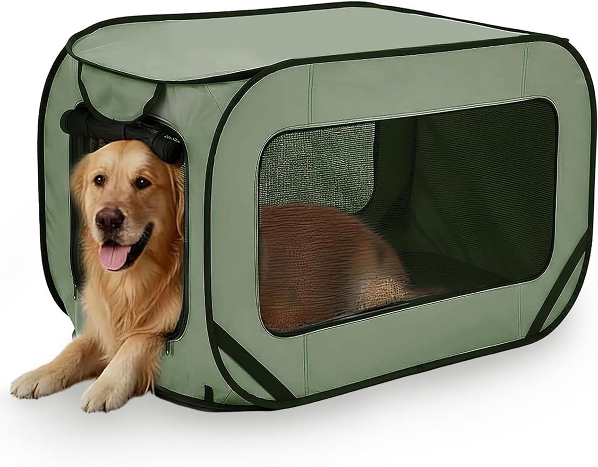 Honden Transportbox - Reismand Kat - Veilig Vervoer - Opvouwbaar Ontwerp - 94 x 53 x 53 cm - Groen