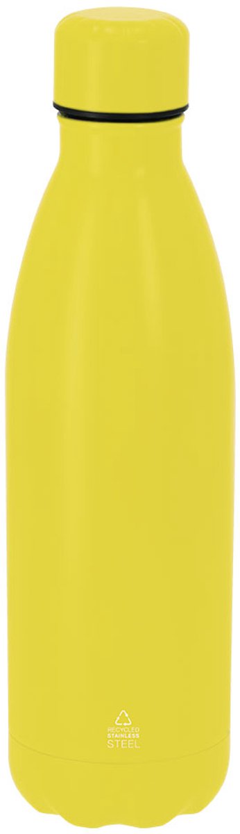 Fles van 790 ml capaciteit, gemaakt van gerecycled roestvrij staal. Met een matte afwerking Geel