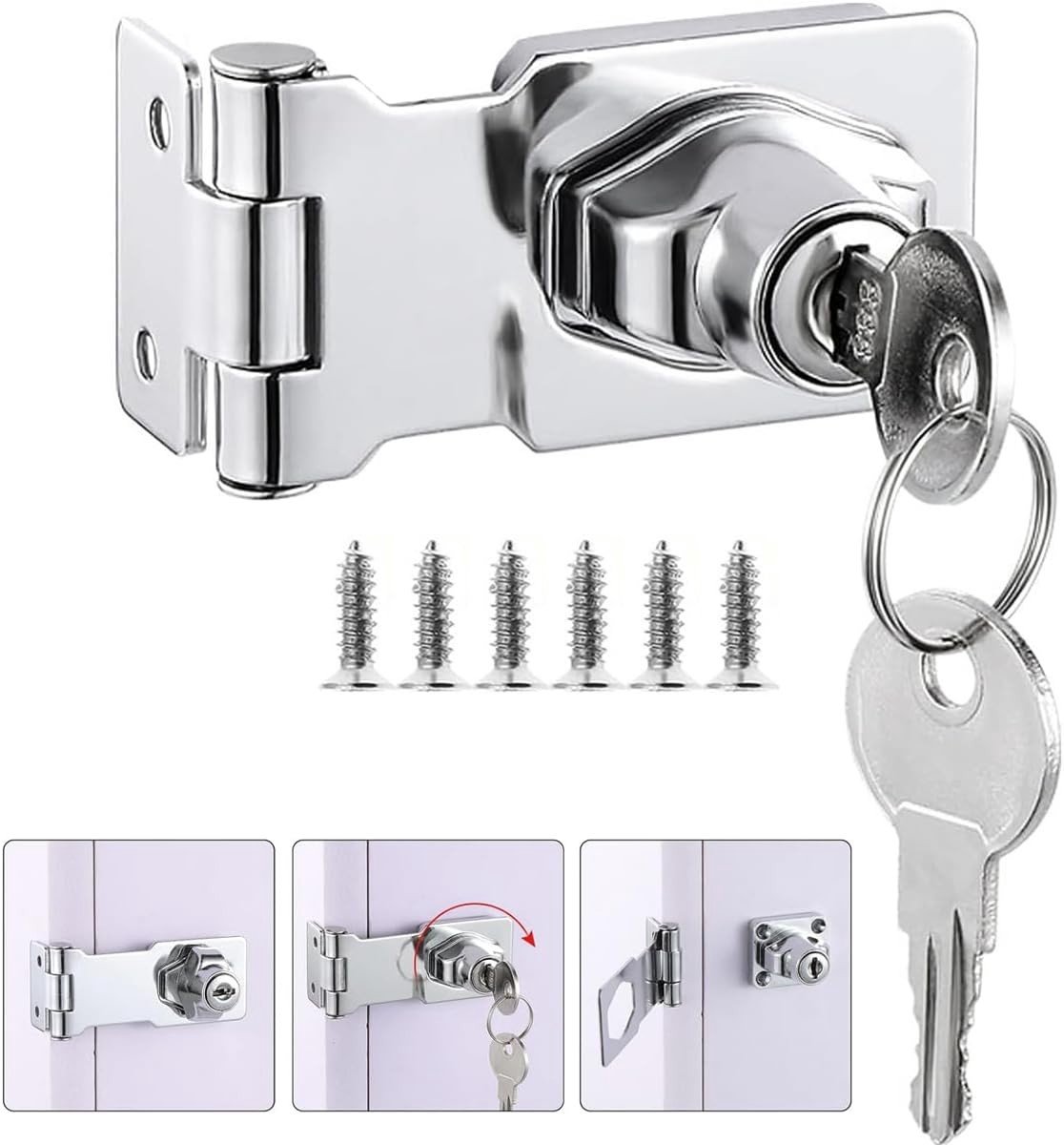 Hangslot met Sleutel - Zilver - 2.5 Inch - Zinklegering - Voor Deuren en Meubels