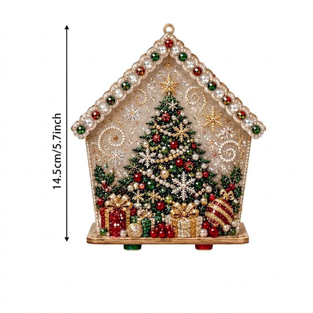 Namajunas - 3D Houten Huis Diamond Painting set - Parels - Diamond Painting Volwassenen & Kinderen - Met Diamond Painting Accesoires - Creatief Knutselen - Knutselpakket - Kerstboomversiering - Kerstversiering Decoratie Binnen - Cadeau - Sneeuwpop – foto 3