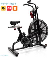FitFirst AirBike X-55 – AirBike met Transportwielen, Hartslagband & Bluetooth Apps – 7 Trainingsprogramma’s – Thuis Fitness - HIIT Training - Cardio