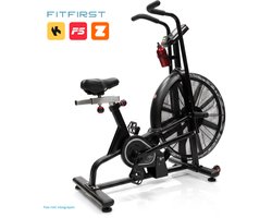 FitFirst AirBike X-55 – AirBike met Transportwielen, Hartslagband & Bluetooth Apps – 7 Trainingsprogramma’s – Thuis Fitness - HIIT Training - Cardio